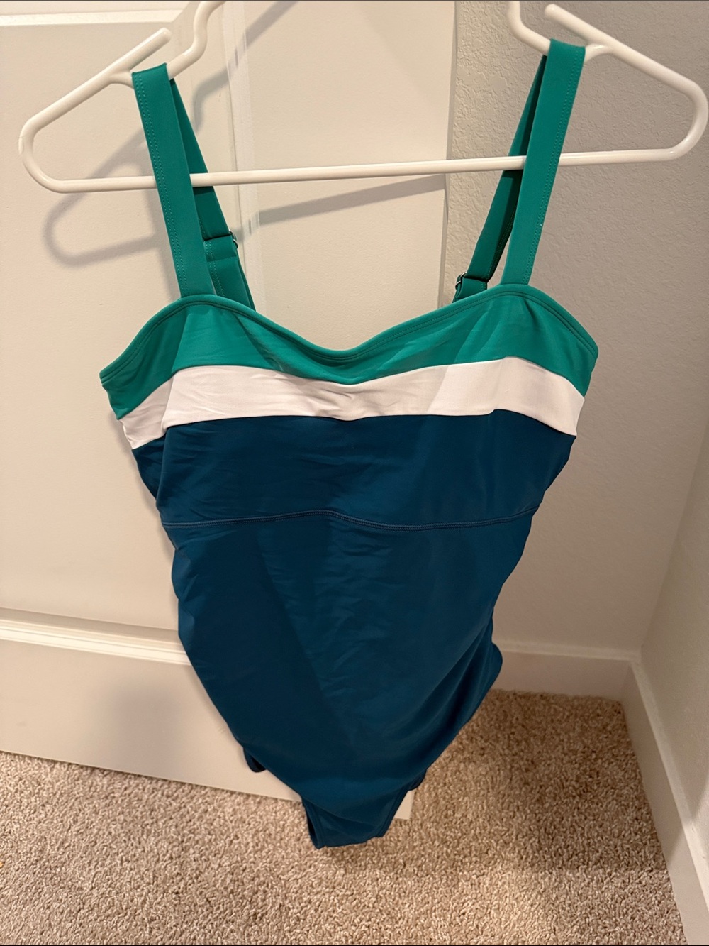 Amazon Teal, White & Dark Teal Colorblock One-Piece Swimsuit